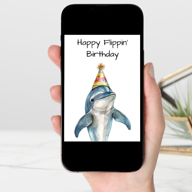 Happy Flippin' Birthday Dolphin Card (Front Digital)