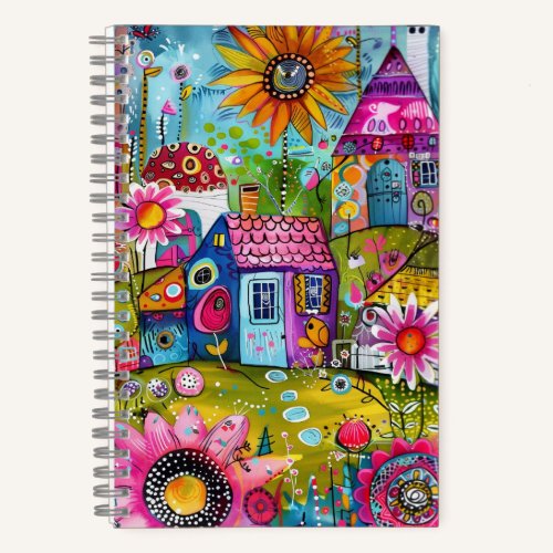 *~* Happy Floral Fantasy  Whimsical Cottage AN1 Notebook