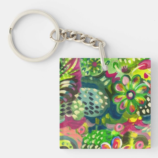 Happy floral  keychain (Front)