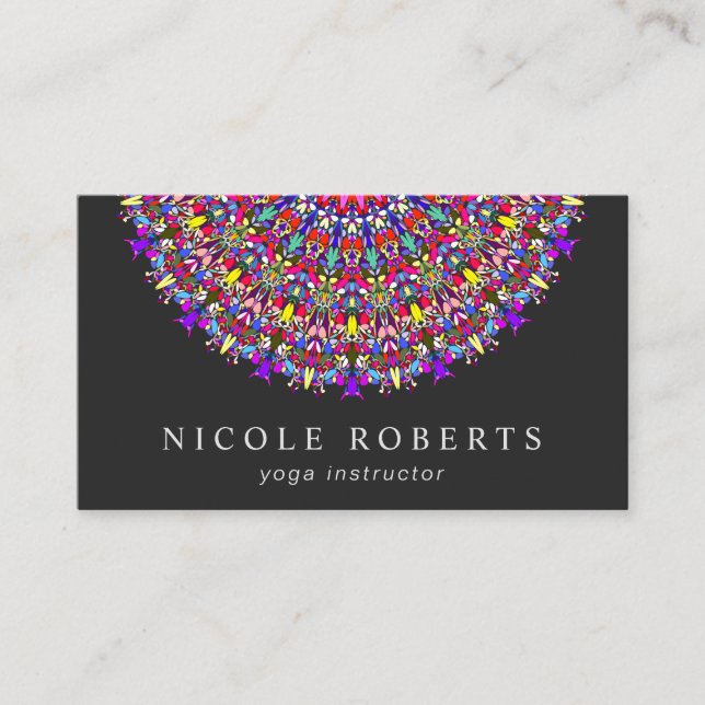 Happy Floral Mandala Business Card (Front)