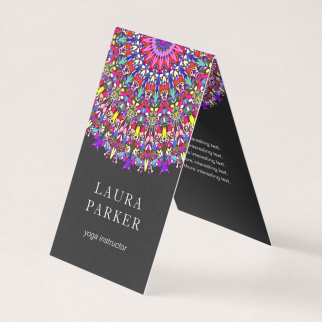 Happy Floral Mandala Business Card (Front)