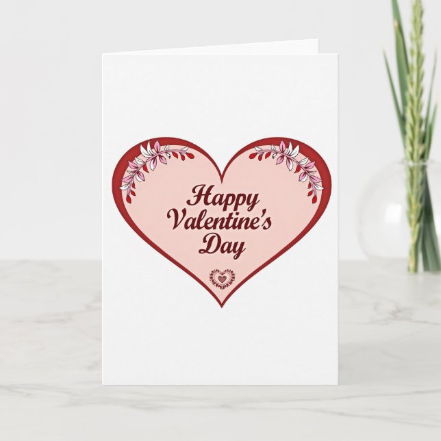 Happy Floral Valentines Card (Front)