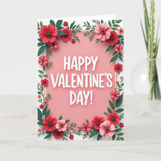 Happy Floral Valentines Day Card (Front)