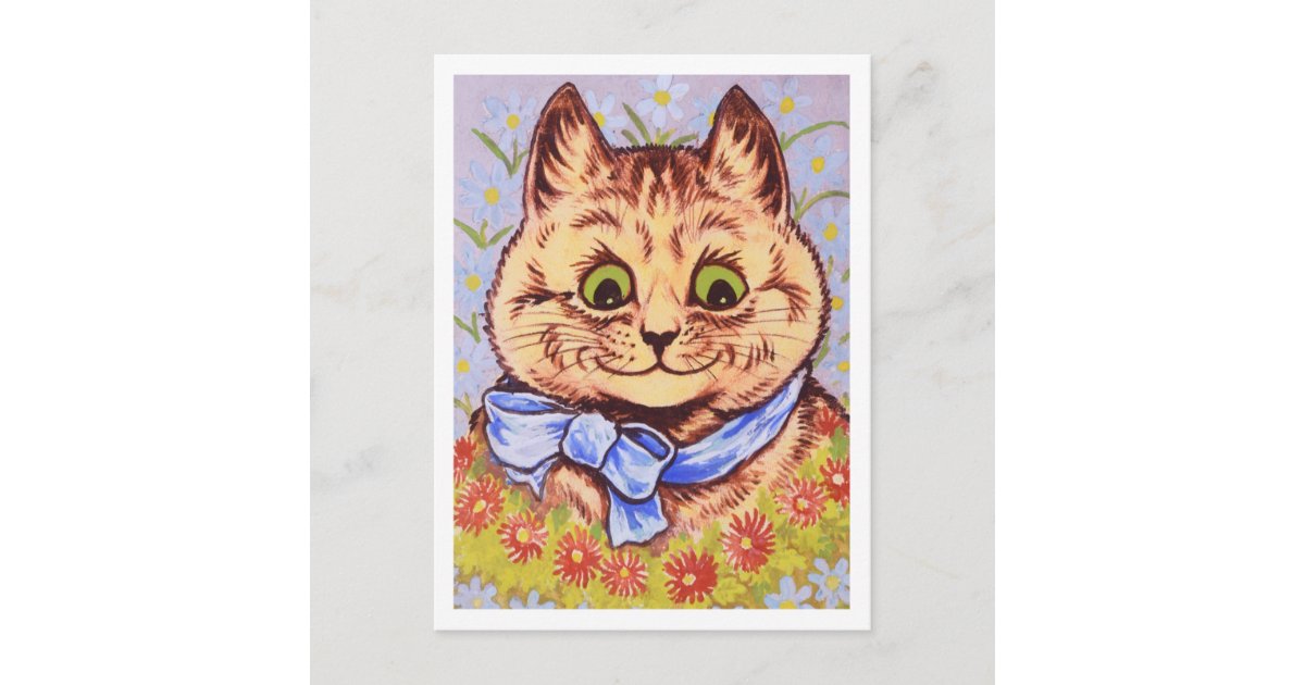 Louis Wain cat art print, I fell in love with a lovely kitten & that  kitten was myself, Kitsch cat painting, Vintage cute animals wall art