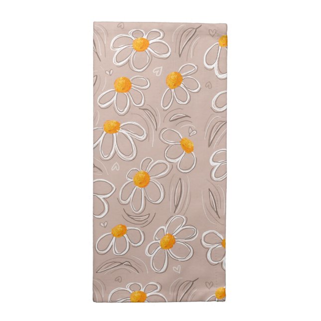 Happy Flower Doodles Cloth Napkin (Half Fold)
