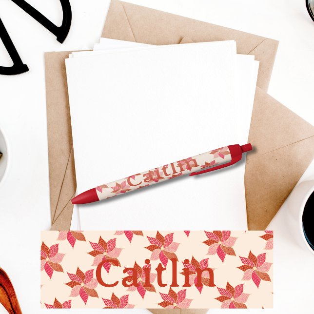  Happy Flower Name Pen (Personalized Happy Flower Sticker in Pink and Red)