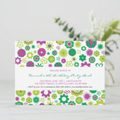 Happy Flower Party Invitation (Standing Front)