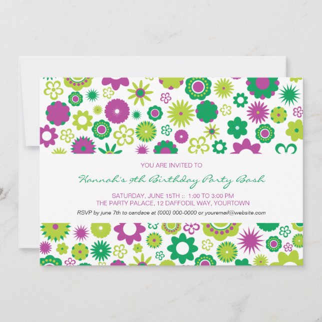 Happy Flower Party Invitation (Front)