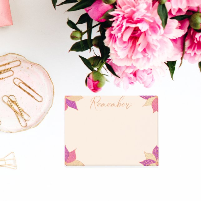 Happy Flower  Post-it Notes (Personalized Happy Flower Post it Notes in Purple and Pink)