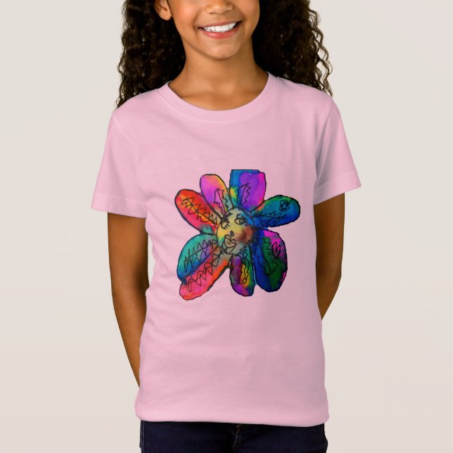 Happy Flower Rainbow flower kid's art T-Shirt (Front)