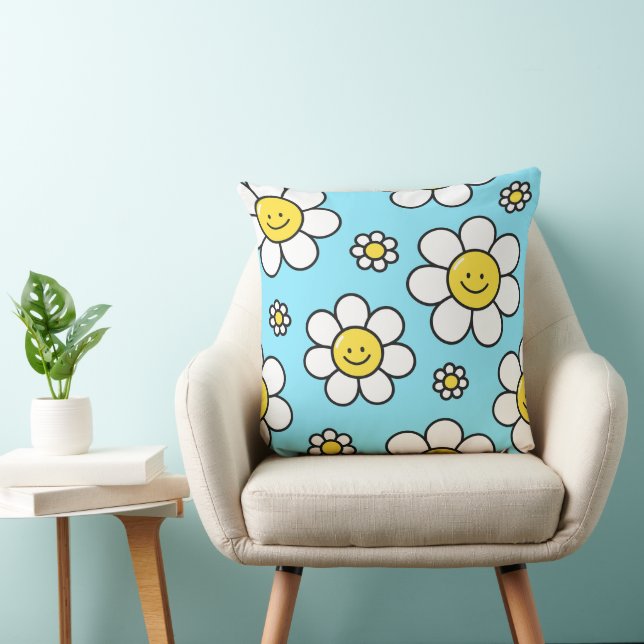 Happy Flowers 20x20 Throw Pillow (Chair)