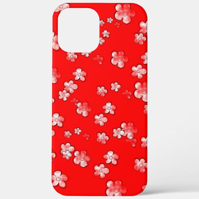 Happy Flowers 3 - Red - Cute Girly Case - (Back)