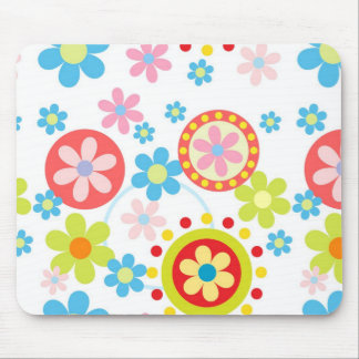 Happy flowers and dots mouse pad