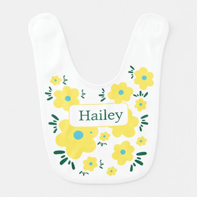 Happy Flowers Baby Bib (Front)