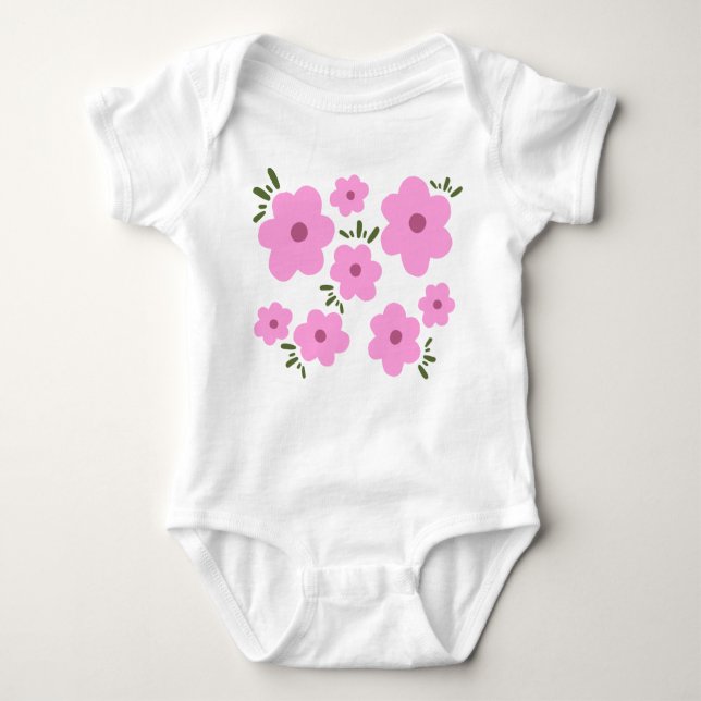 Happy Flowers Baby Bodysuit (Front)