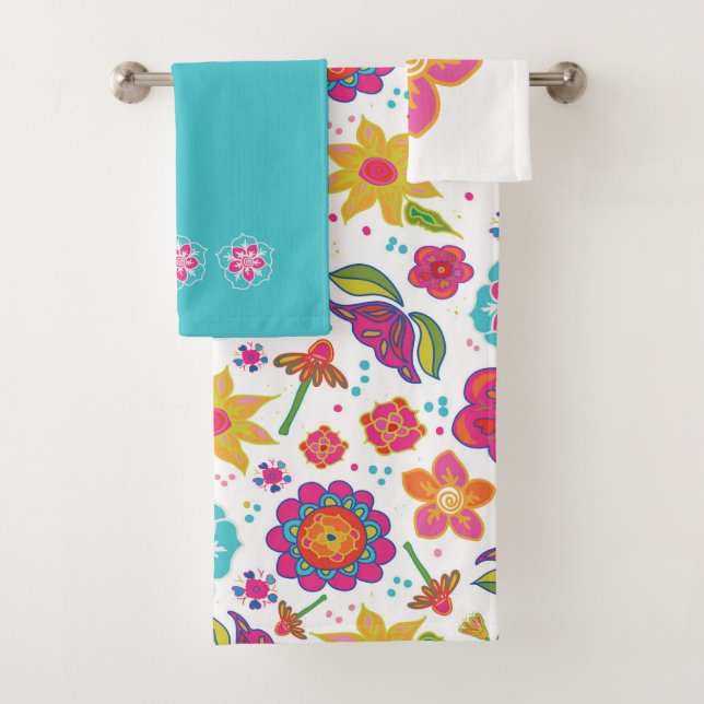 Happy Flowers Bath Towel Set (Insitu)