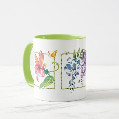 Happy Flowers Butterflies  Bees Mug