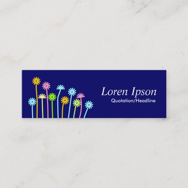 Happy Flowers (Dark Blue) Mini Business Card (Front)