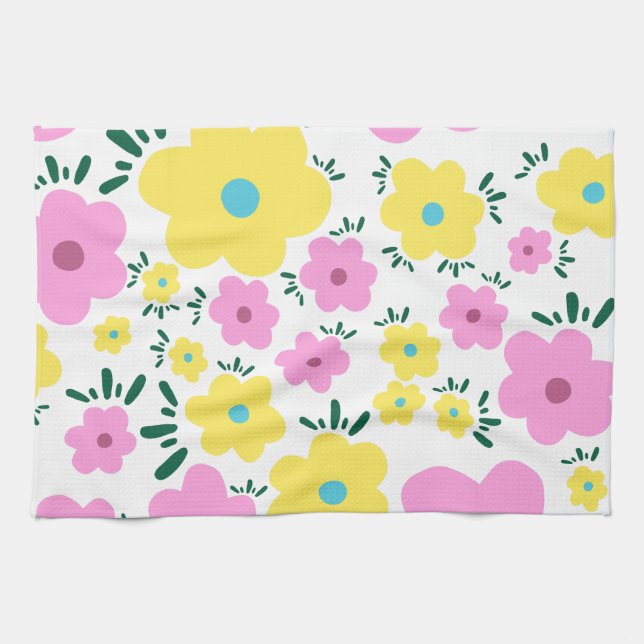 Happy Flowers Kitchen Towel (Horizontal)
