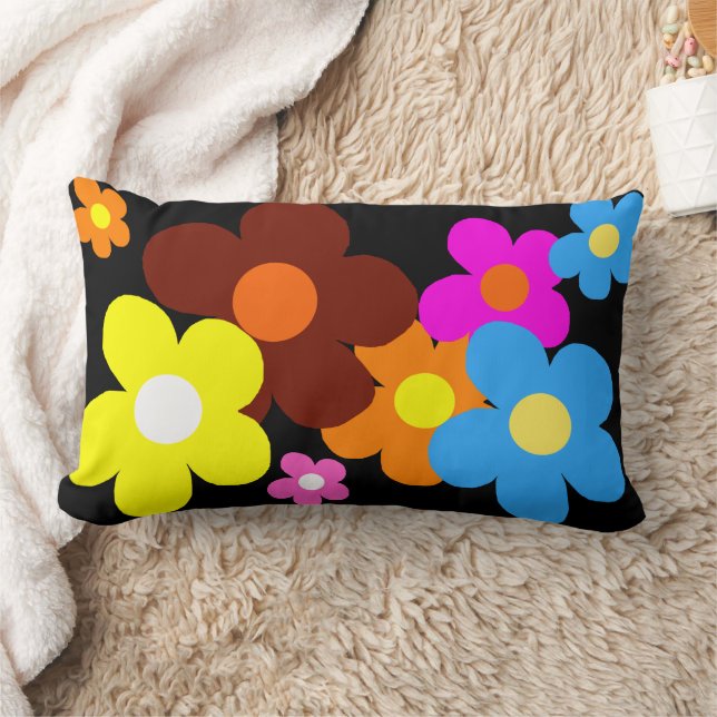 Happy Flowers   Lumbar Pillow (Blanket)