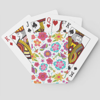 Happy Flowers on Crisp White Poker Cards