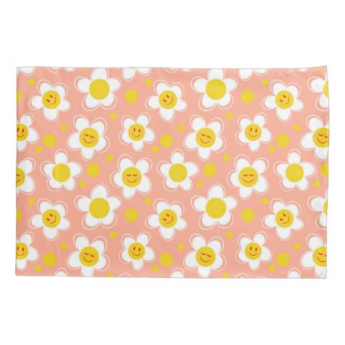 Happy flowers _ pink  pillow case