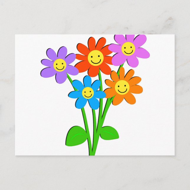 Happy Flowers Postcard (Front)