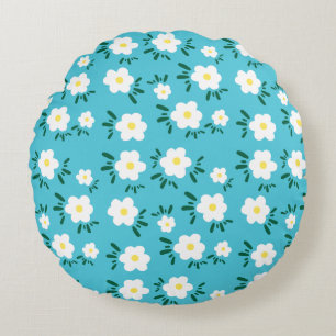 Happy Flowers Round Pillow