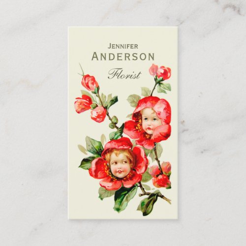 Happy flowers Sweet girls in flower heads CC1216 Business Card