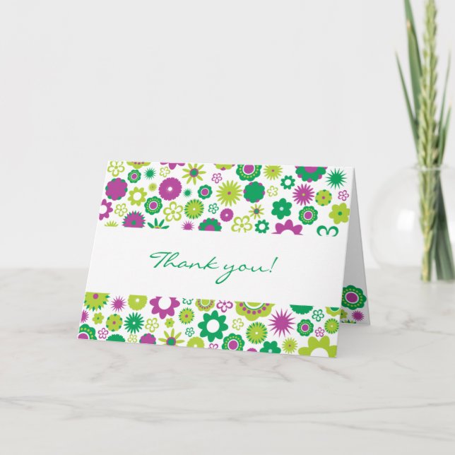 Happy Flowers Thank You Card (Front)