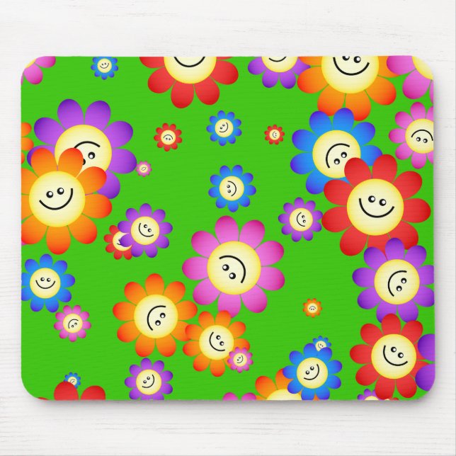 Happy Flowers Wallpaper Mouse Pad (Front)