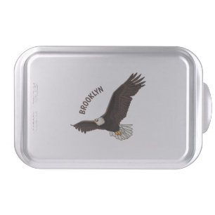 Happy flying bald eagle cartoon illustration  cake pan