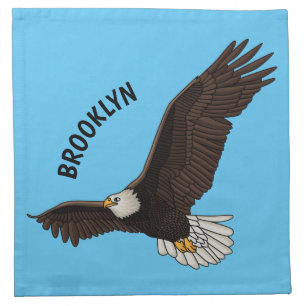 Happy flying bald eagle cartoon illustration cloth napkin