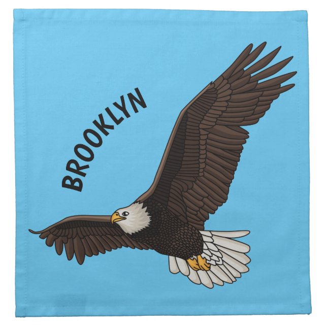 Happy flying bald eagle cartoon illustration cloth napkin (Front)