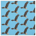 Happy flying bald eagle cartoon illustration fabric