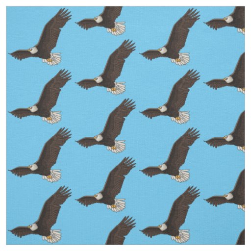Happy flying bald eagle cartoon illustration fabric