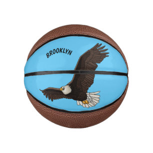 Happy flying bald eagle cartoon illustration mini basketball