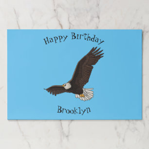 Happy flying bald eagle cartoon illustration paper pad