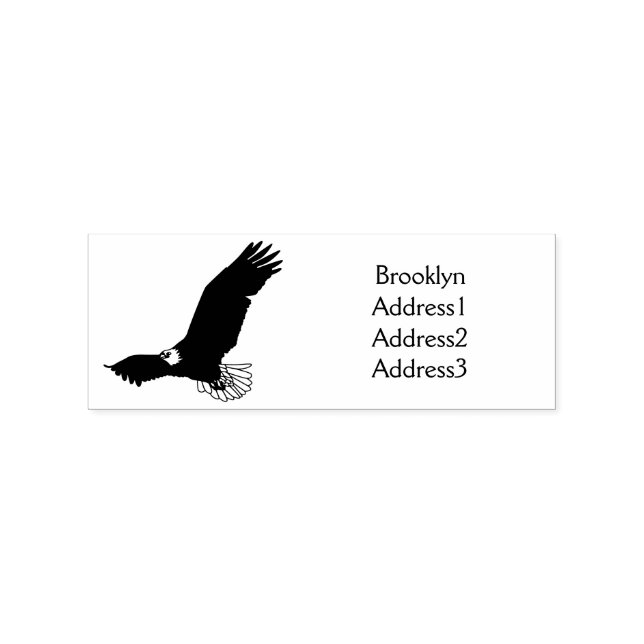 Happy flying bald eagle cartoon illustration rubber stamp (Imprint)