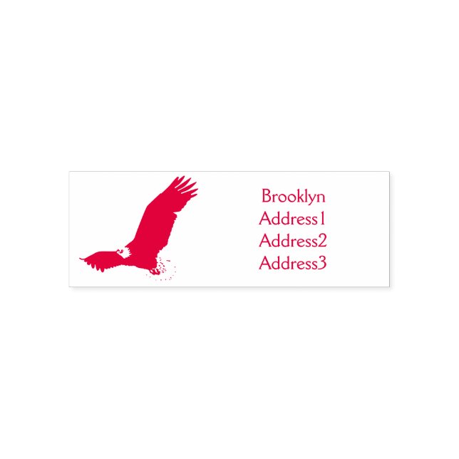 Happy flying bald eagle cartoon illustration self-inking stamp (Design)