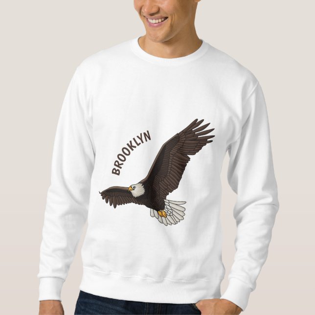 Happy flying bald eagle cartoon illustration  sweatshirt (Front)