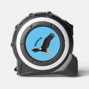 Happy flying bald eagle cartoon illustration  tape measure