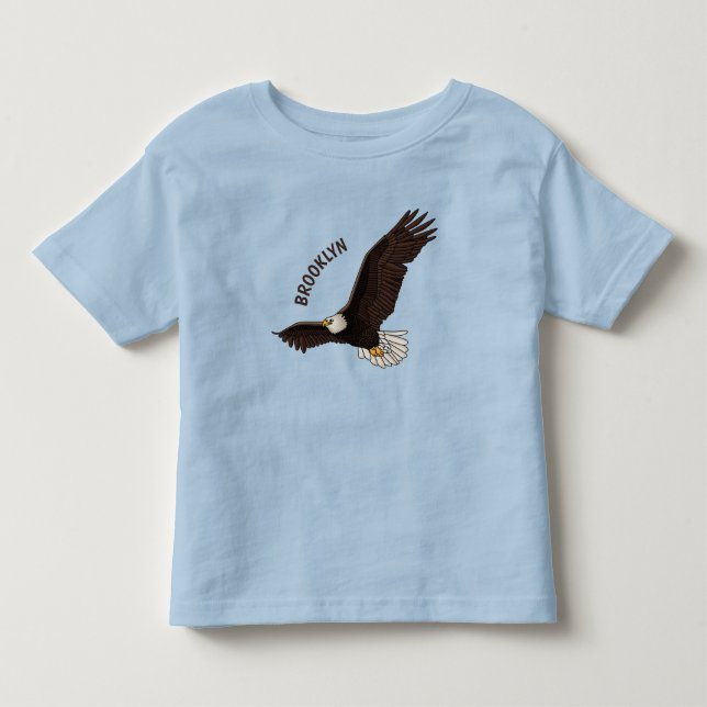 Happy flying bald eagle cartoon illustration  toddler t-shirt (Front)