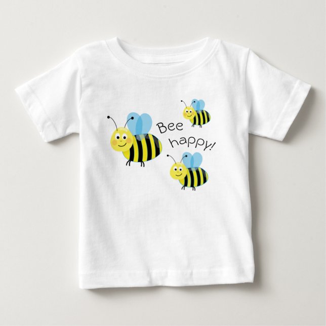 Happy Flying Bees Cute Bee Happy Baby T-Shirt (Front)