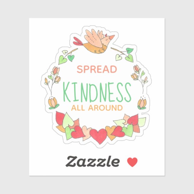 Happy Flying Bird Spread Kindness All Around Sticker (Sheet)