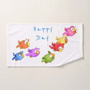 Happy Flying Birds Bath Towels - Custom Text