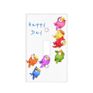 Happy Flying Birds Light Switch Cover Custom Text