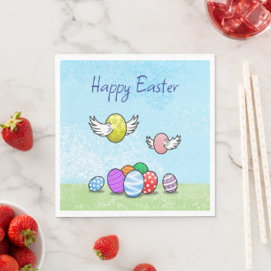 Happy Flying Easter Eggs Napkins