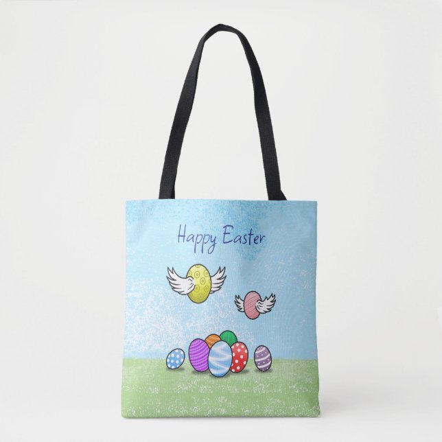 Happy Flying Easter Eggs Tote Bag (Front)