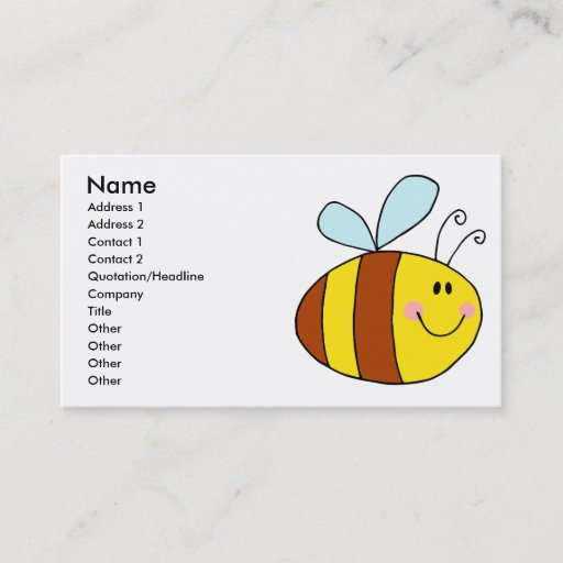 Customizable happy flying honeybee honey bee cartoon business cards